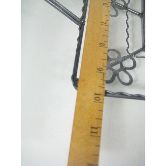 Wire Basket Blue Floral Ceramic Centerpiece Rustic Farmhouse 17 inch - Picture 3 of 10